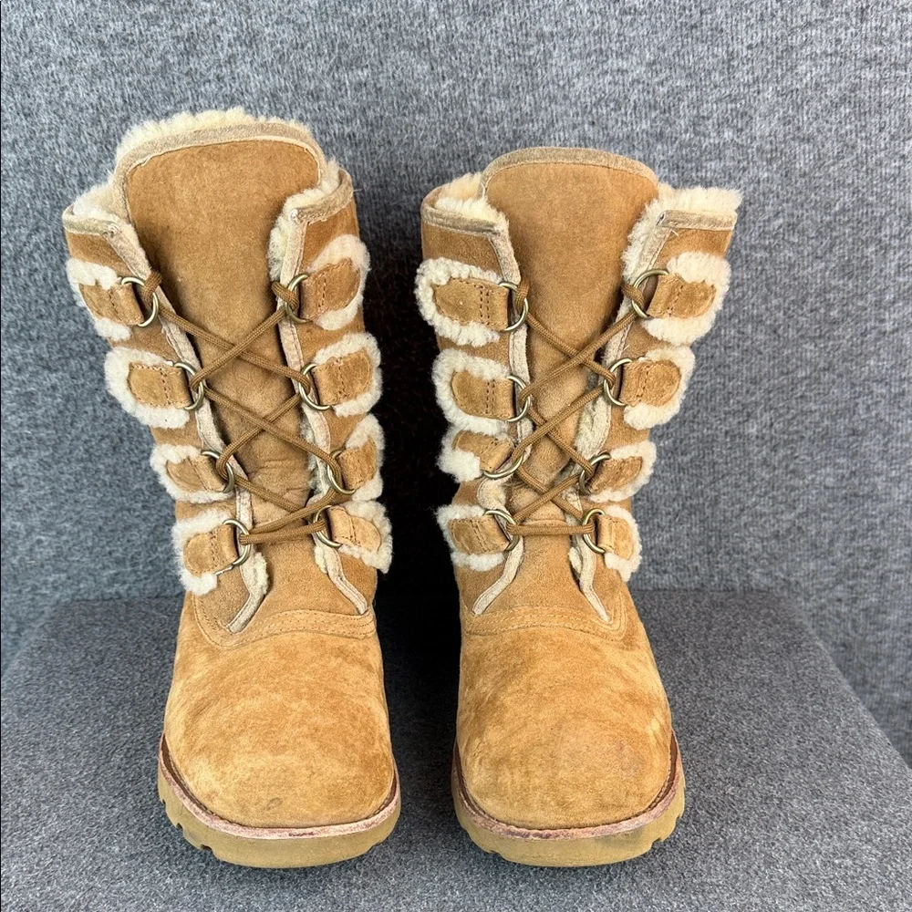 UGG Romney Women's Brown Shearling Lace-Up Boots Size 7‎
